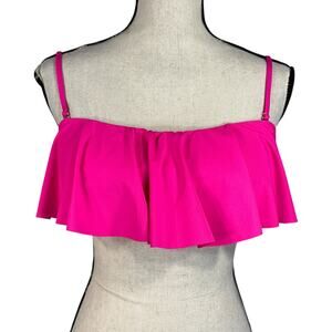 La Blanca SZ 12 Island Goddess Bandeau Bikini Swim Top UPF 50+ Ruffled Pop Pink